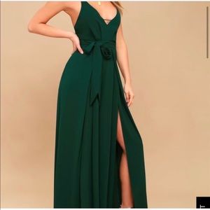 Lulus NWT forest green jumpsuit. Sexy open leg and strapped back!